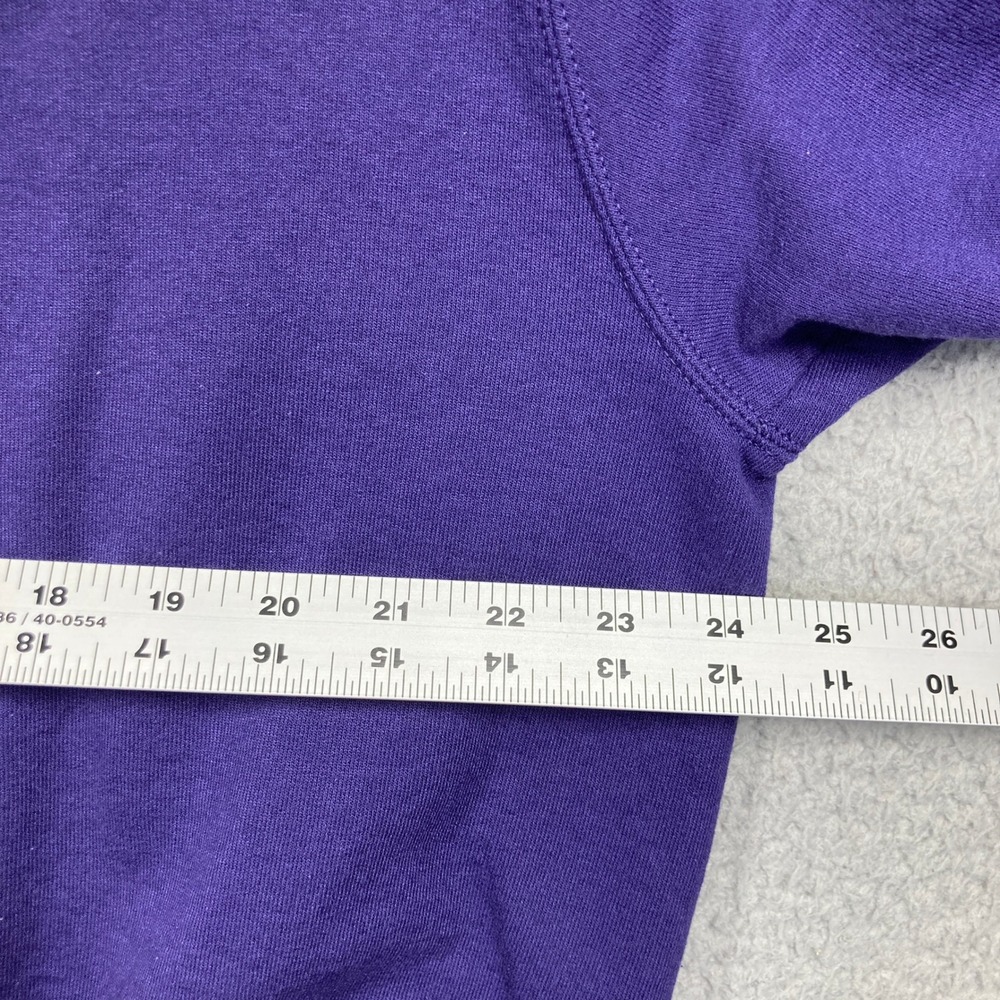 Emerson College Lions Sweatshirt Women XL Purple Pullover Champion Sweater FLAW - Picture 6 of 12